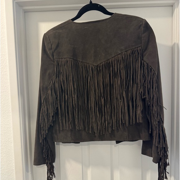 Of Two Minds Charcoal Suede Fringe Jacket - Picture 7 of 12